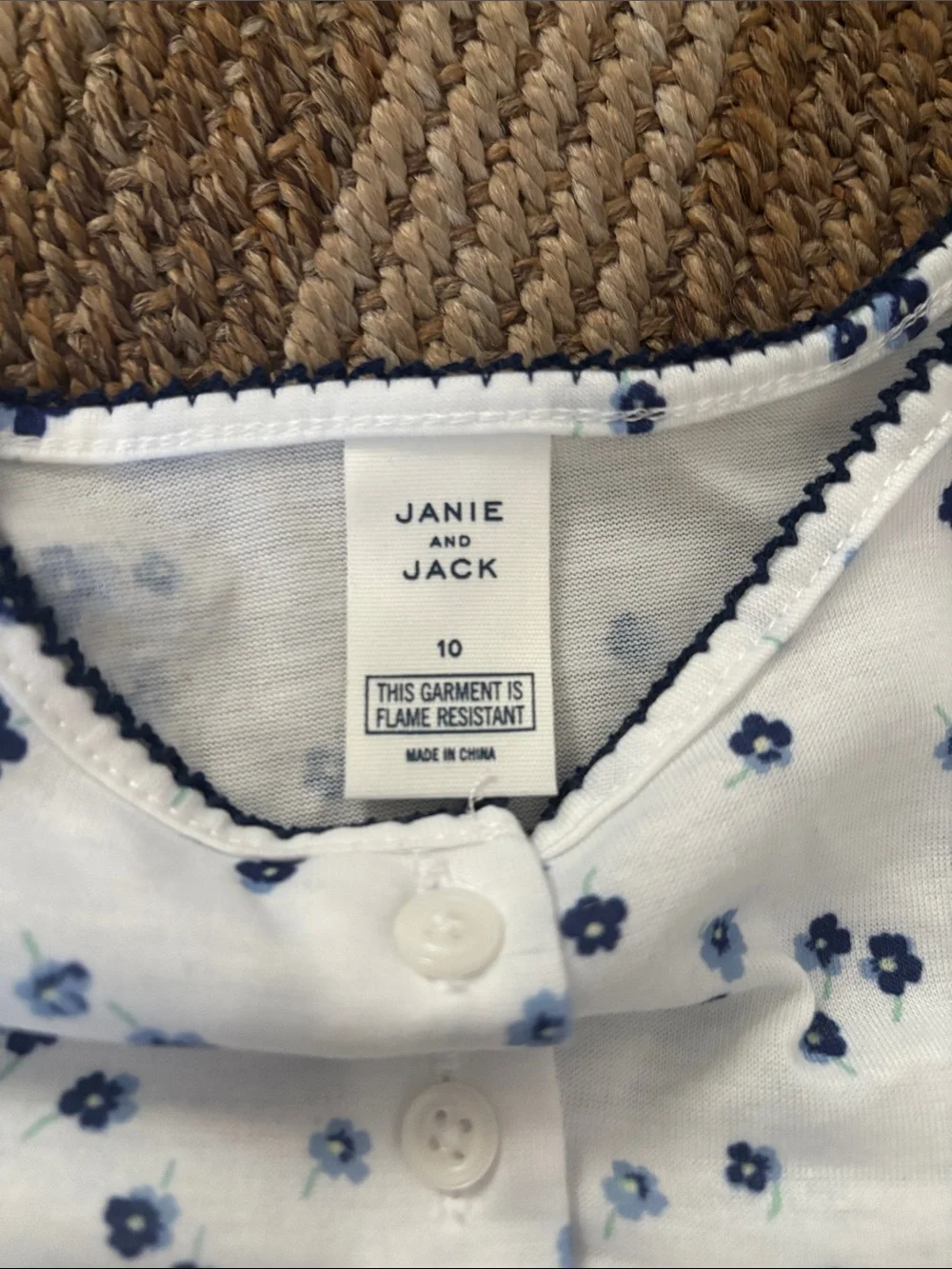 New Girls' Janie and Jack White and Blue Floral Tank Top & Shorts Pajama Set 10
